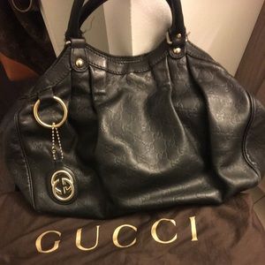 Authentic Gucci 💯Sukey Medium Tote Guccissima Black Leather